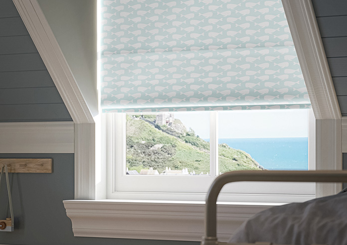 Whaling Around, Aqua - Roman Blind - Image 5